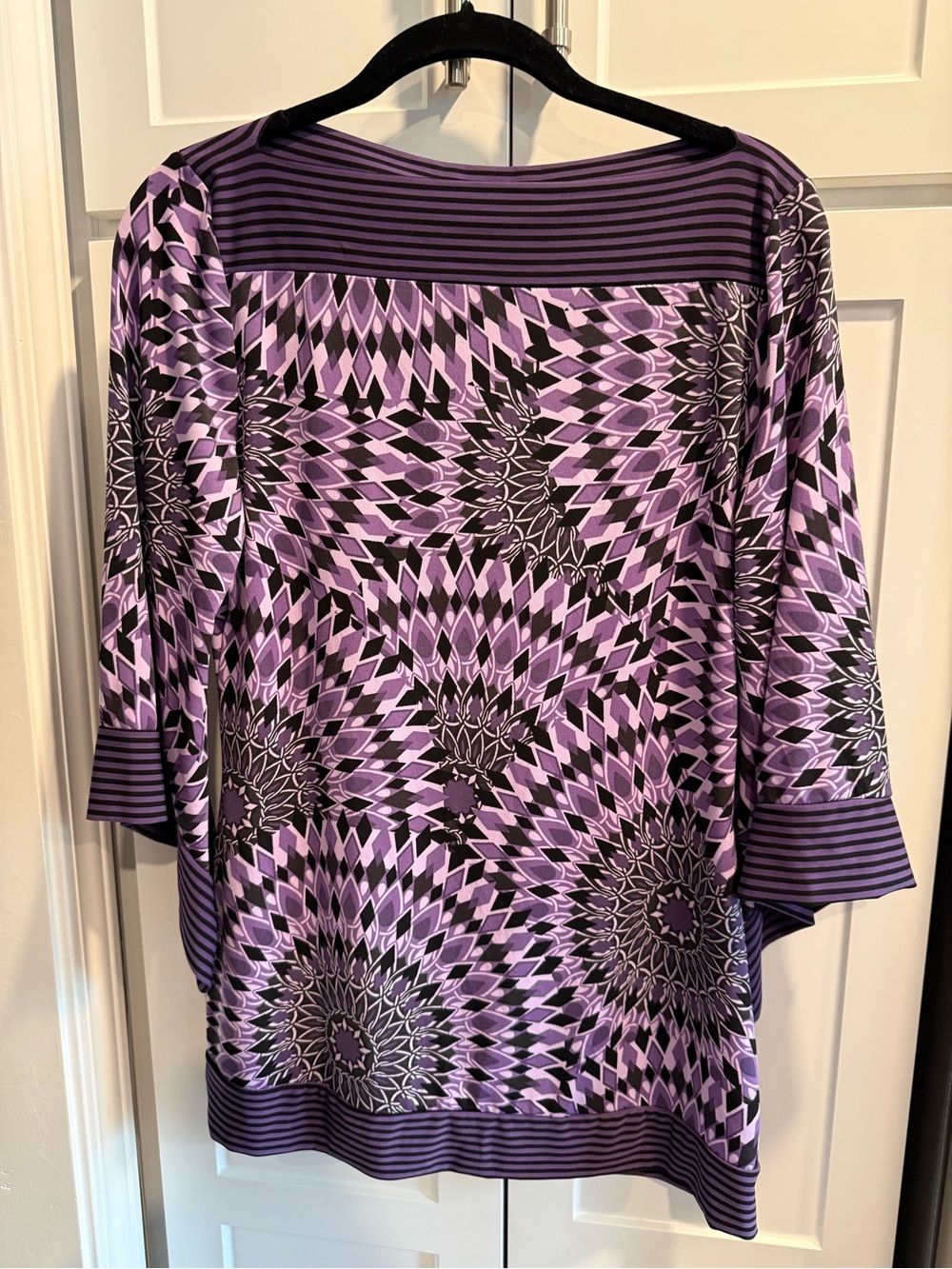 Studio Y Purple Geometric Boatneck Tunic Size Medium
